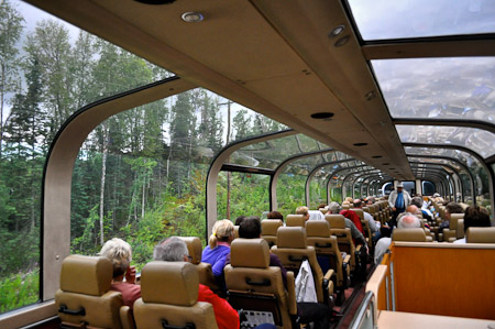 Maandag 1 augustus 2011 - Talkeetna... Met de comfortabele panoramische Wilderness Express trein op weg naar Talkeetna